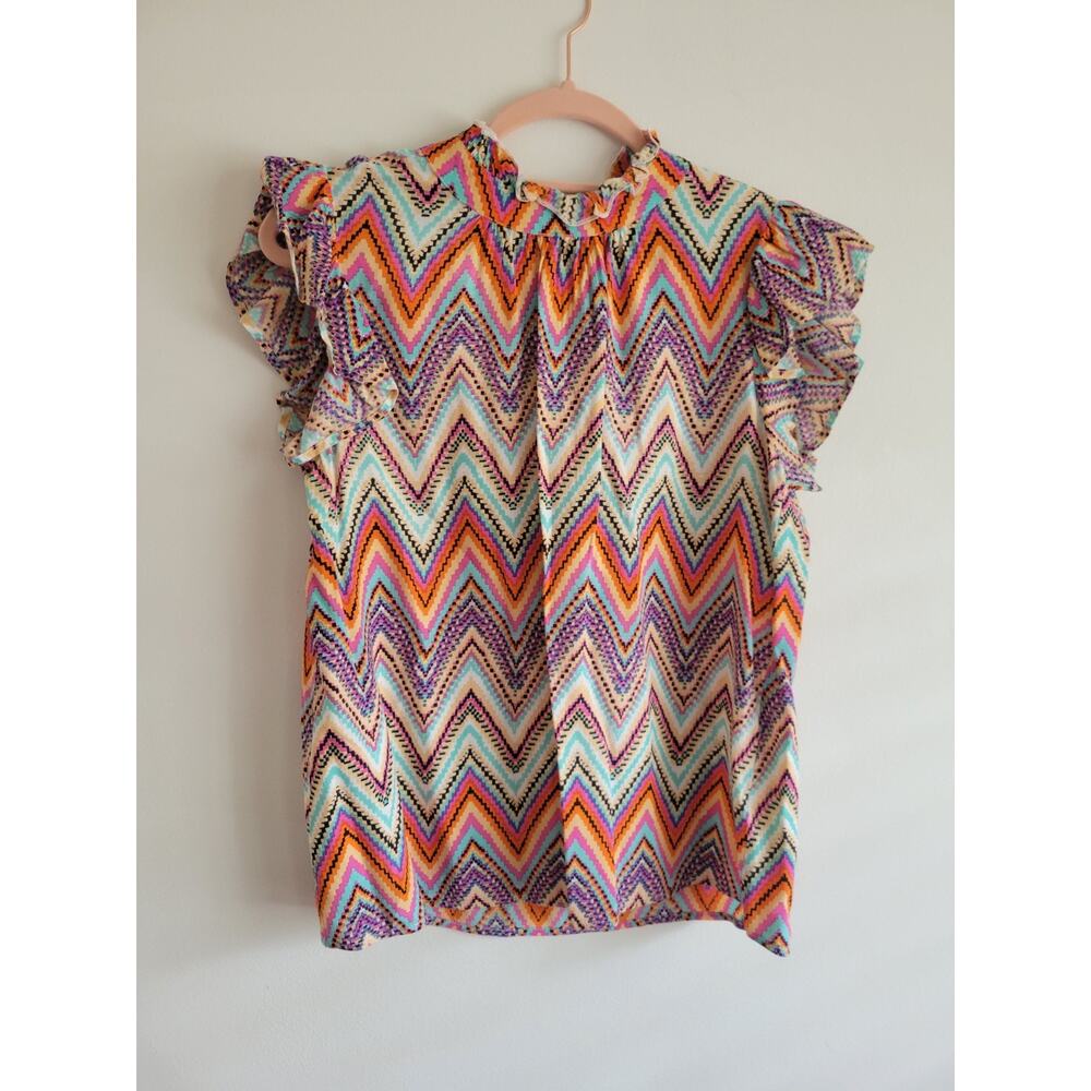 THML Women Chevron Multicolor Sleeveless Blouse S